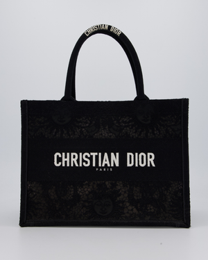 Christian Dior Small Book Tote in Black Embroidry and White Logo