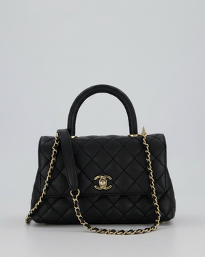 Chanel Small Coco Top Handle In Caviar Quilted Leather with Champagne Gold Hardware