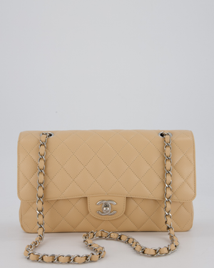 *HOT* Chanel Beige Classic Medium Double Flap Bag in Caviar Leather with Silver Hardware