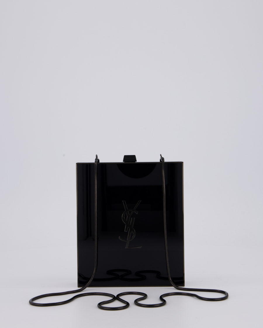 Yves Saint Laurent Black Acrylic Tuxedo Box Bag with Chain