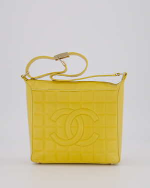 Chanel Vintage Chocolate Bar Shoulder Bag in Yellow Lambskin Leather with Gold Hardware