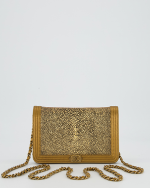 Chanel Gold Wallet on Chain Bag in Stingray and Lambskin Leather with Antique Gold Hardware