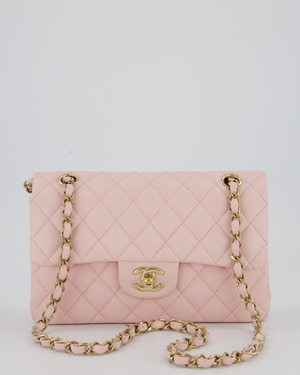 *SUPER HOT* Chanel 22P Pale Pink Classic Small Double Flap Bag in Caviar Leather with Champagne Gold Hardware