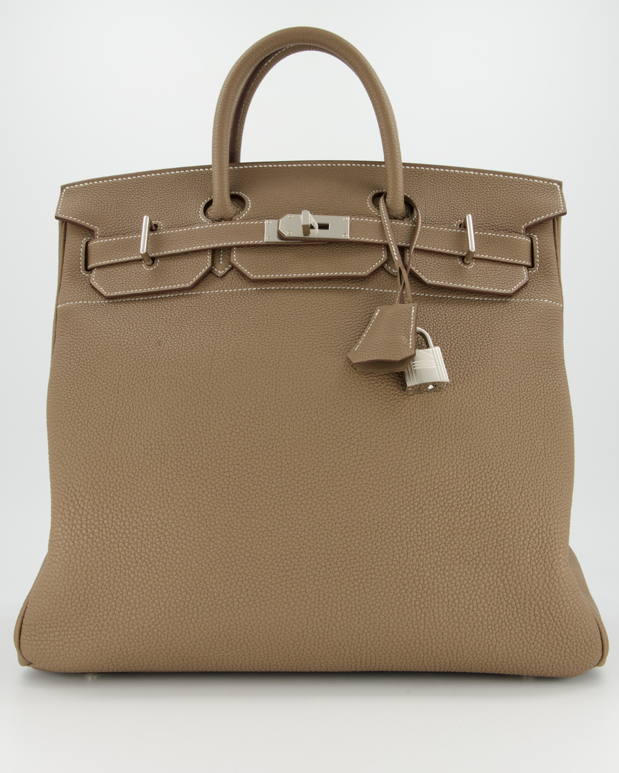 *RARE* Hermès HAC Bag 40 in Etoupe Togo Leather With Palladium Hardware