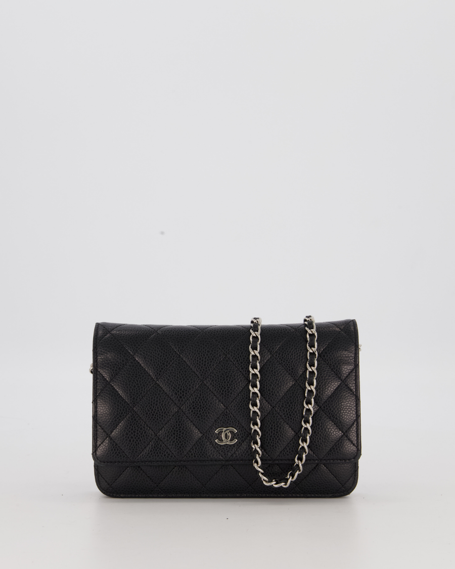 Chanel Wallet on Chain Bag in Black Caviar Leather with Silver Hardware