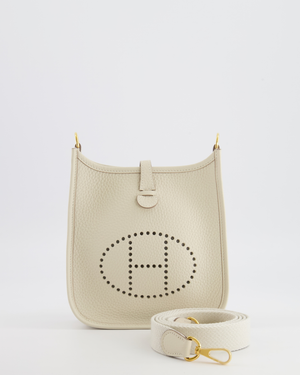 Hermès Mini Evelyne Amazone Bag in Craie Clemence Leather with Gold Hardware