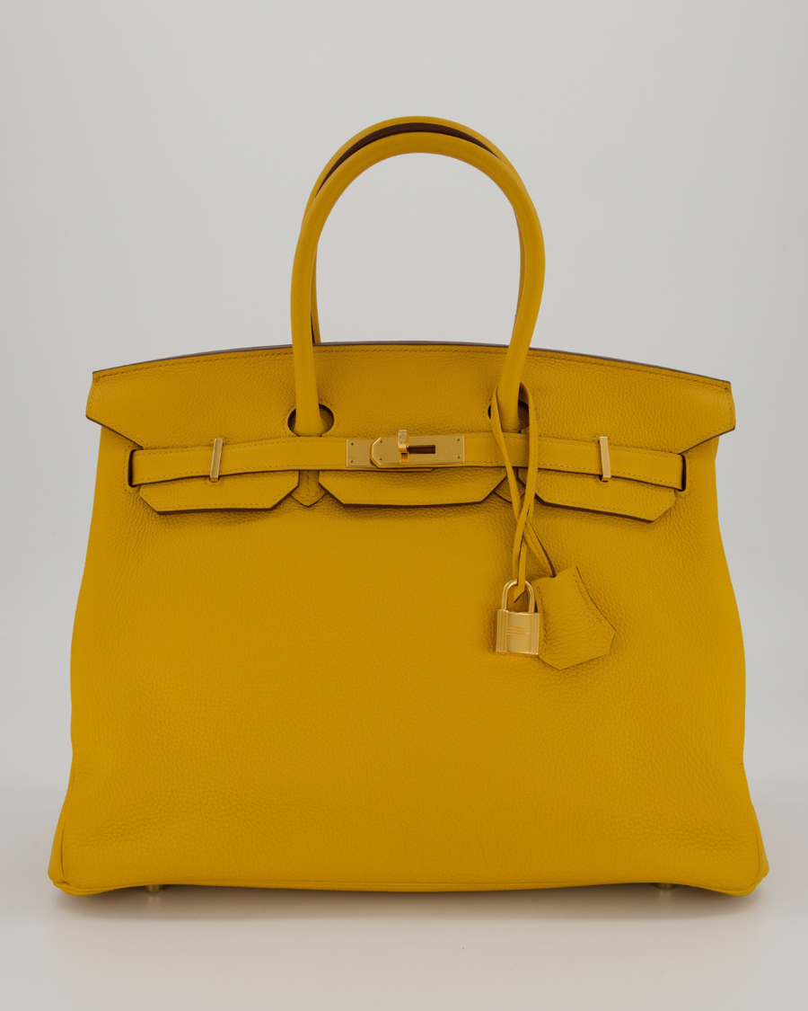 Hermès Birkin Retourne 35 Bag in Jaune Ambre Togo Leather with Gold Hardware
