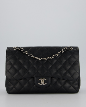 Chanel Jumbo Classic Double Flap Bag in Black Caviar Leather with Silver Hardware RRP £9,540