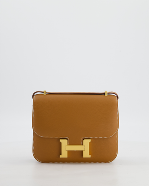 Hermès Mini Constance III Miroir 18 Bag in Gold Epsom Leather with Gold Hardware
