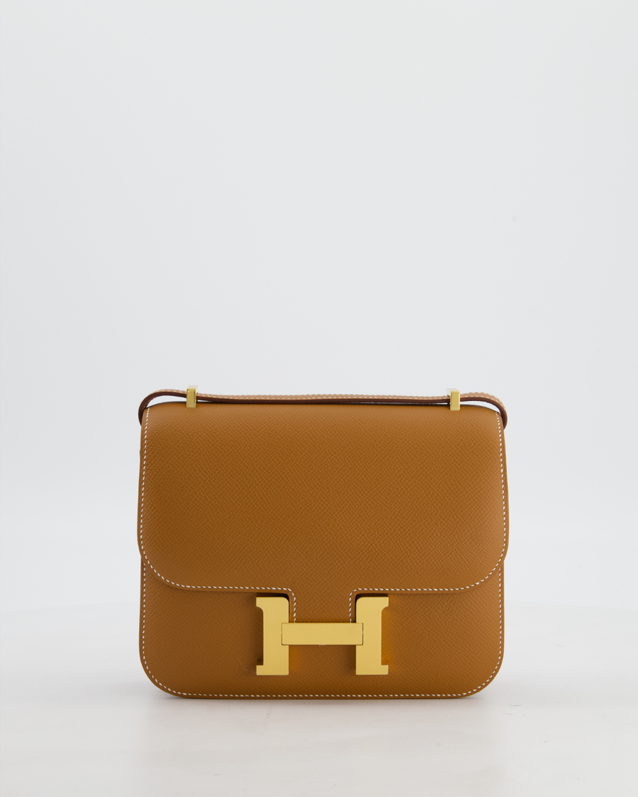 Hermès Mini Constance III Miroir 18 Bag in Gold Epsom Leather with Gold Hardware