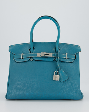 Hermès Birkin 30 Retourne Bag in Bleu Jean Togo Leather with Palladium Hardware