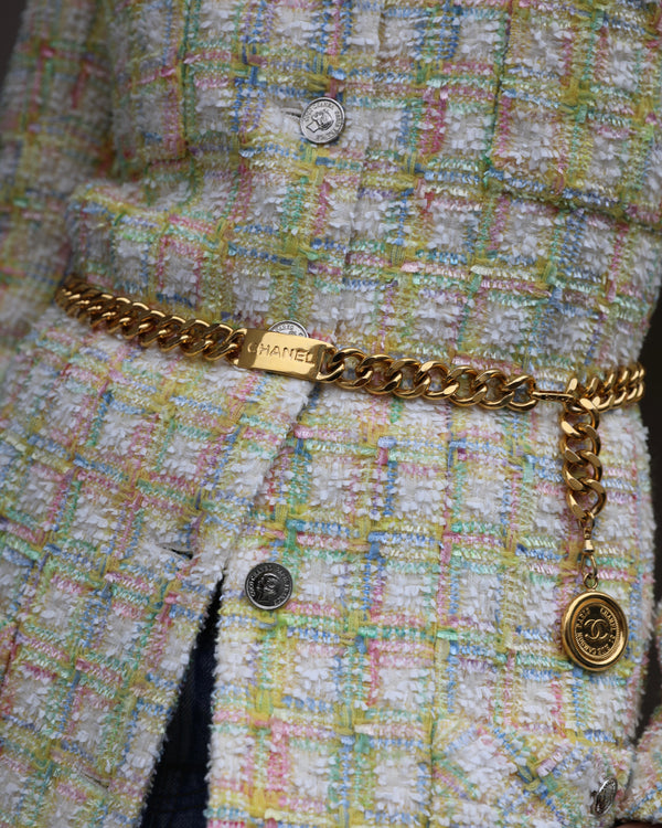 Chanel Vintage Gold CC Medallion Belt with Logo Plate Detail