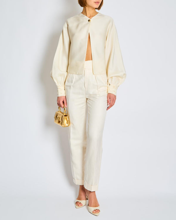 Loro Piana Cream Linen Barrel Trousers IT 38 (UK 6)