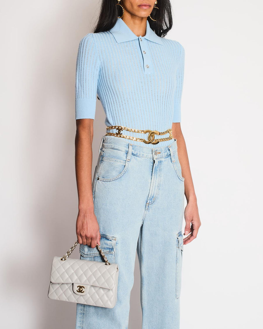 *RARE* Chanel Vintage 1997 24K Gold Logo Chain Belt with Small CC Logos and a Large CC Logo Buckle