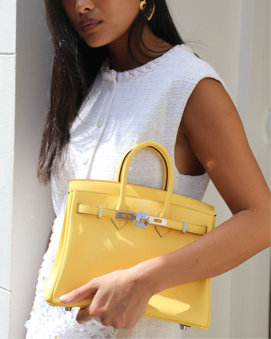 *RARE COLOUR* Hermès Birkin 25 Retourne Bag in Jaune Mango Swift Leather with Palladium Hardware