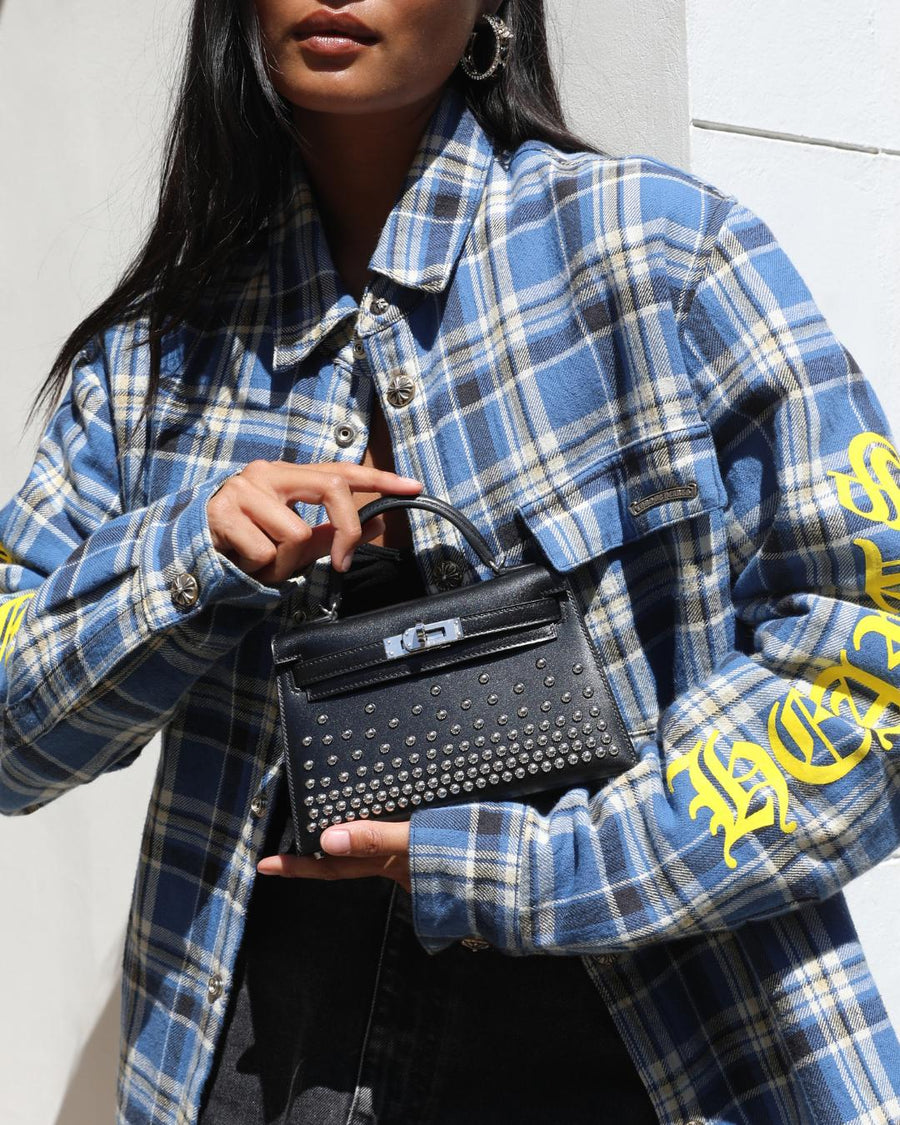 *SUPER RARE & HOT* Hermès Mini Kelly II 20 Clouté Bag in Black Box Calf Leather with Palladium Hardware & Studs