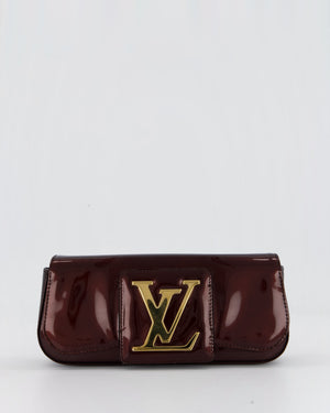 Louis Vuitton Burgundy Sobe Clutch Bag in Amarante Vernis Leather with Monogram Logo and Gold Hardware