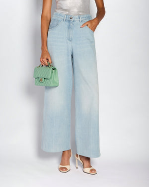 Chanel 25/S Blue Wide Leg Sequin CC Denim Jeans Size FR 38 (UK 10)