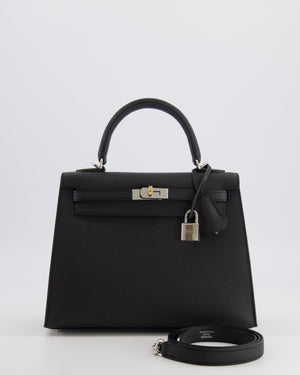 Hermès Kelly 25 Sellier Bag in Black Epsom Leather with Electrum Hardware