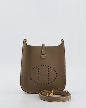Hermès Mini Evelyne Sellier Bag in Etoupe Epsom Leather with Gold Hardware