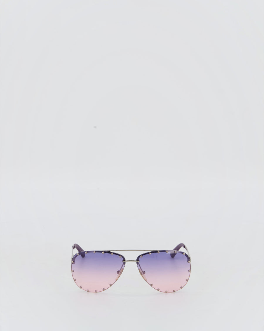 Louis Vuitton The Party Purple and Pink Sunglasses with Silver Stud Details