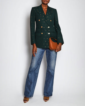 Gucci Green Interlocking GG Tailored Jacket Size IT 38 (UK 6)