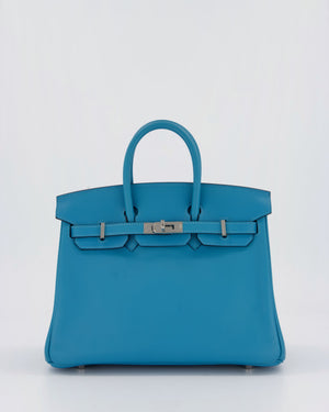 Hermès Birkin 25 Bag in Bleu Mykonos Swift Leather with Palladium Hardware