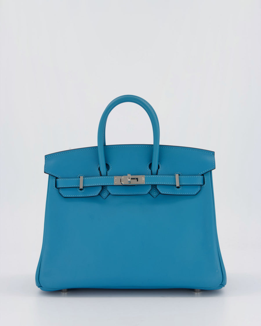 Hermès Birkin 25 Bag in Bleu Mykonos Swift Leather with Palladium Hardware