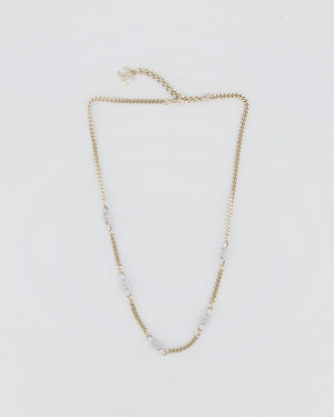 Chanel 22/S Champagne Gold CC Link Necklace with Diamante Detail