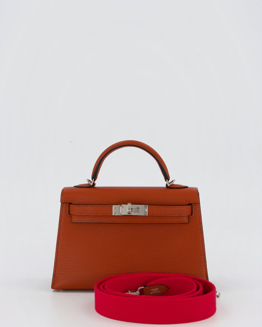 Hermès Mini Kelly II 20 Bag in Cuivre Chèvre Mysore Leather with Palladium Hardware
