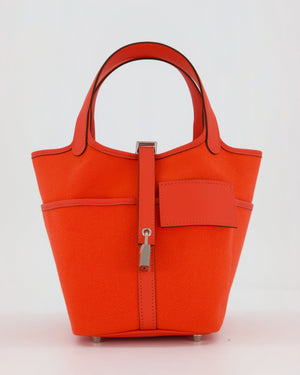 Hermès Picotin 18 Lock Cargo Bag in Orange Field Toile Goeland and Swift Leather with Palladium Hardware