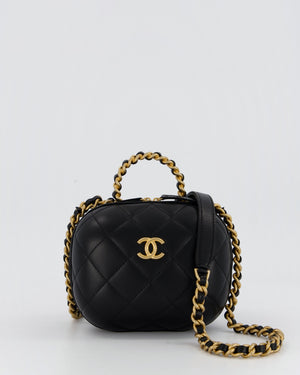 Chanel CC Bubble Vanity Case Top Handle Bag in Quilted Lambskin Leather with Gold Hardware
