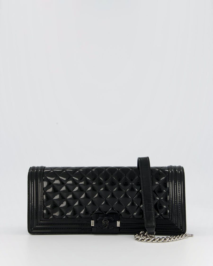 *RARE* Chanel Black East West Boy Bag In Patent With Black/ Silver Hardware