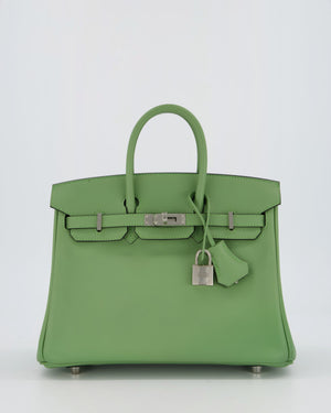 Hermès Birkin 25 Retourne Bag in Vert Criquet Swift Leather with Palladium Hardware