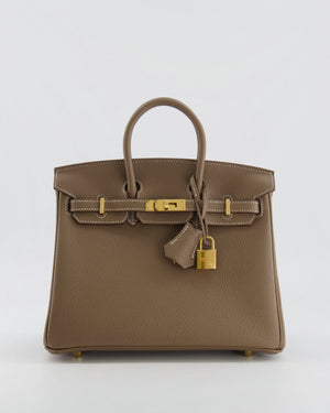 Hermès Birkin 25 Retourne Bag in Etoupe Togo Leather with Gold Hardware
