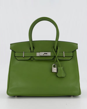 Hermès Vert Pelouse Birkin 30 Retourne Bag in Swift Leather with Palladium Hardware