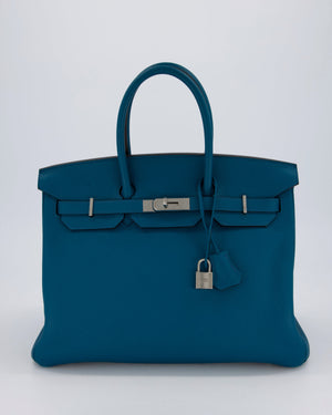 Hermès Birkin 35cm Bag in Blue Petrole Togo Leather with Palladium Hardware