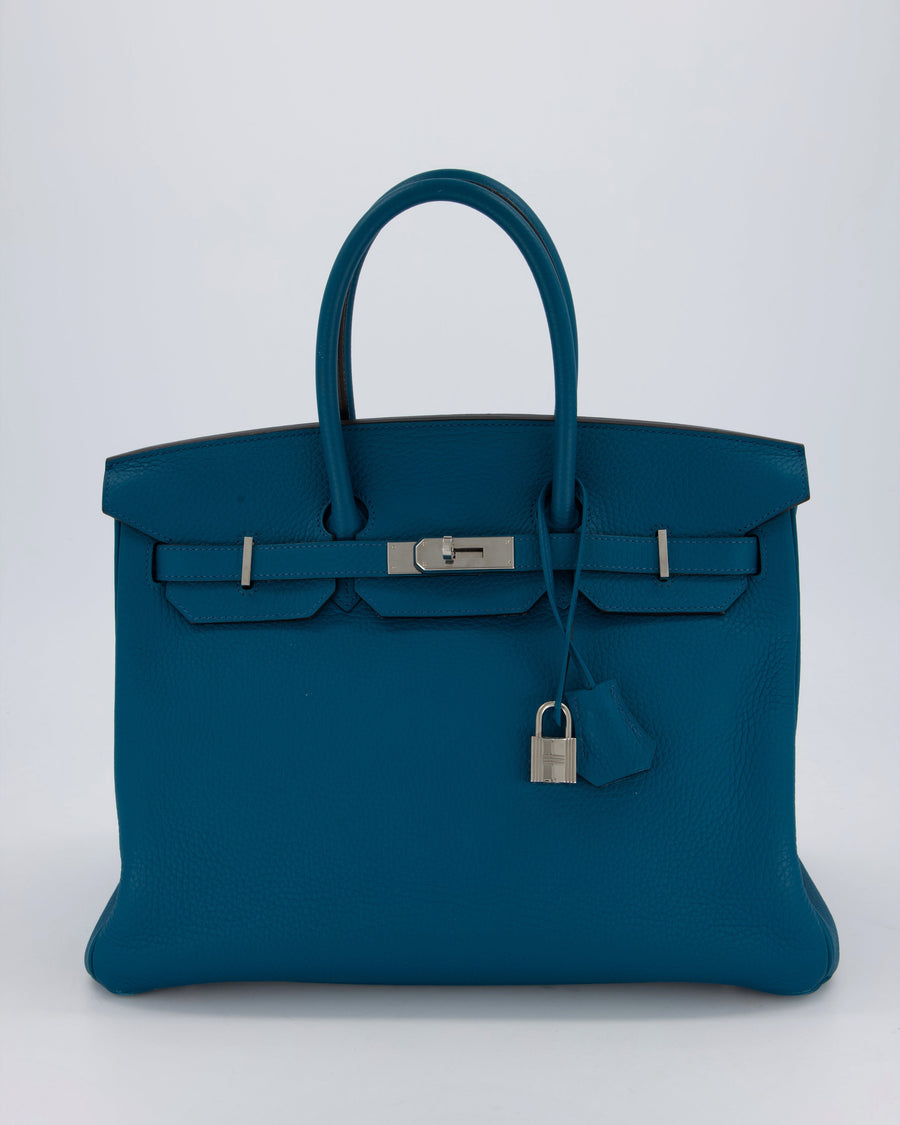 Hermès Birkin 35cm Bag in Blue Petrole Togo Leather with Palladium Hardware