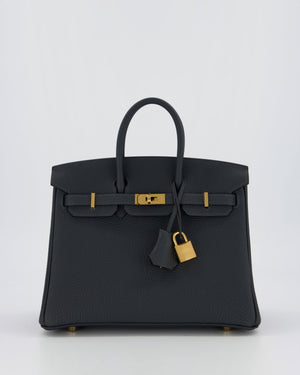 *RARE* Hermès Birkin 25 Retourne Bag in Gris Misty Togo Leather with Gold Hardware