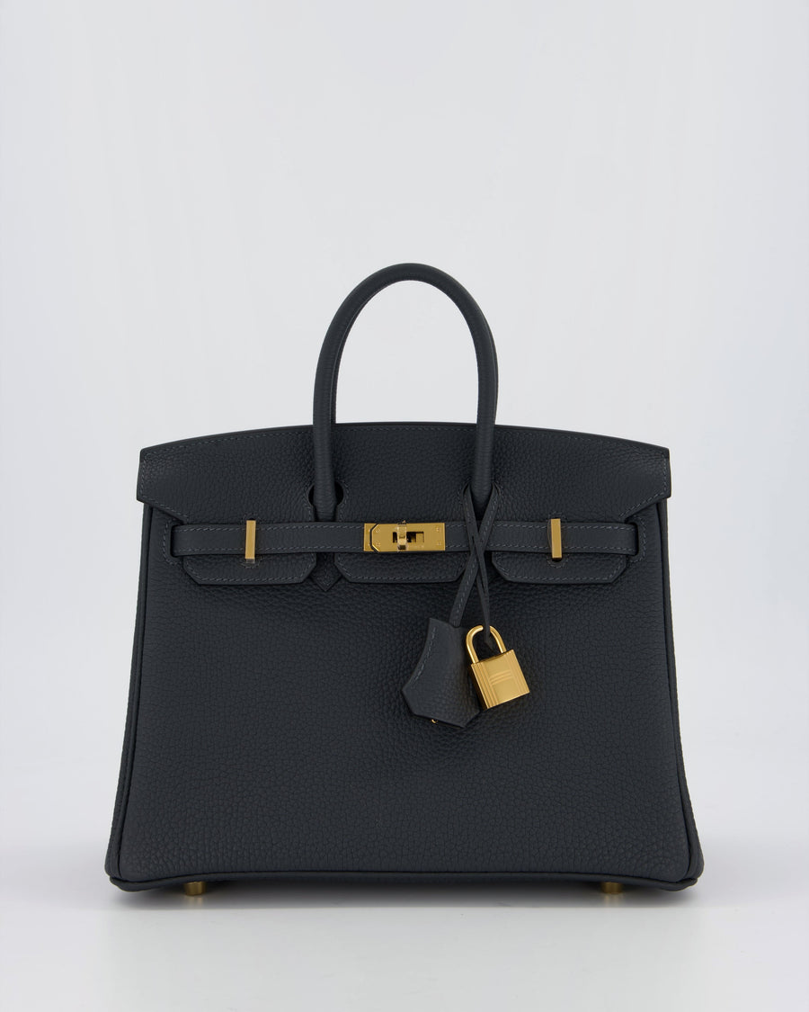 *RARE* Hermès Birkin 25 Retourne Bag in Gris Misty Togo Leather with Gold Hardware