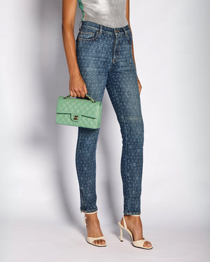 Chanel Navy CC Skinny Jeans with Leg Zip Detail Size FR 36 (UK 8)