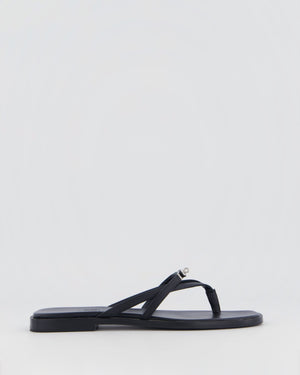 Hermès Black Miss Sandal in Noir Calfskin Leather with Palladium Hardware Size EU 37