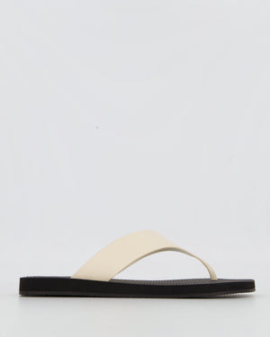 The Row Cream Dune Classic Leather Thong Sandals with Chunky Straps Size EU 39