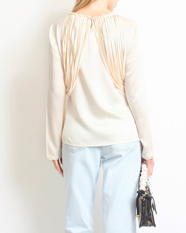 Chanel 12/C Ivory Long Sleeve Silk Blouse with Tassel Detail FR 40 (UK 12)