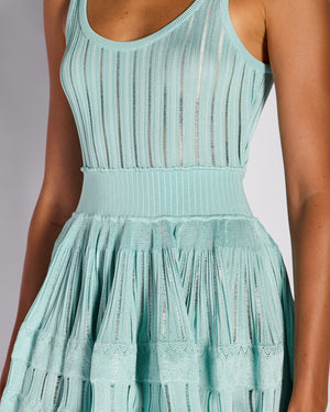 Alaïa Blue Skater Knitted Mini Dress Size FR 40 (UK 12)