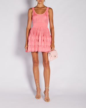 Alaïa Pink Skater Knitted Mini Dress Size FR 40 (UK 12)