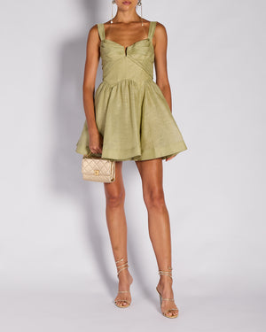 Zimmermann Sage Green Babydoll Linen Dress Size 1 (UK 10)