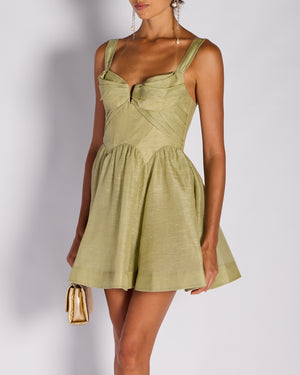 Zimmermann Sage Green Babydoll Linen Dress Size 1 (UK 10)