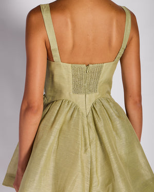 Zimmermann Sage Green Babydoll Linen Dress Size 1 (UK 10)
