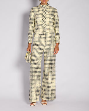 Chanel Pastel Yellow & Black Two Piece Tweed Jacket and Trouser Set Size FR 36/38 (UK 8/10)